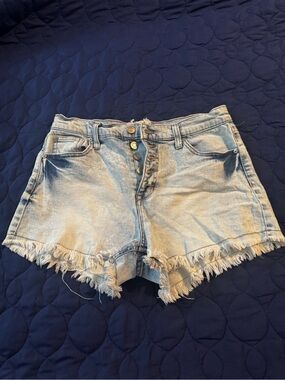 Altar'd State Light Blue Distressed Denim Shorts
